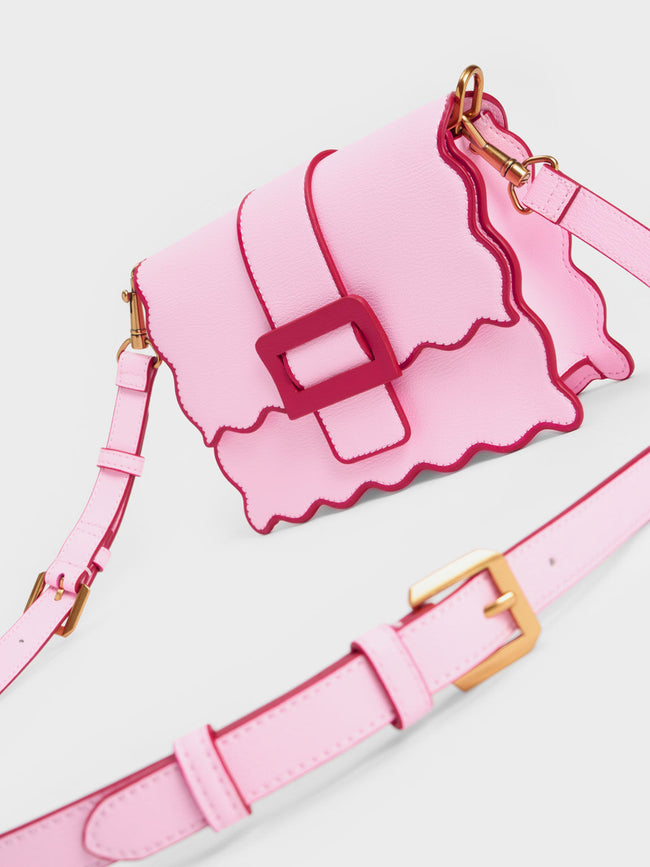 CHARLES & KEITH Waverly Scallop-Trim Bag Pink