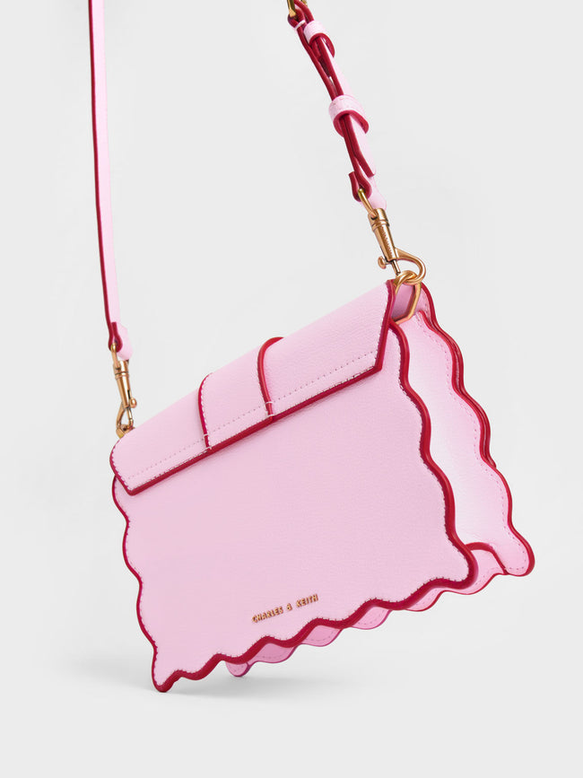 CHARLES & KEITH Waverly Scallop-Trim Bag Pink