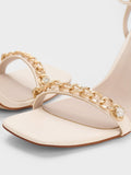 CHARLES & KEITH Chain-Embellished Ankle Strap Sandals Chalk