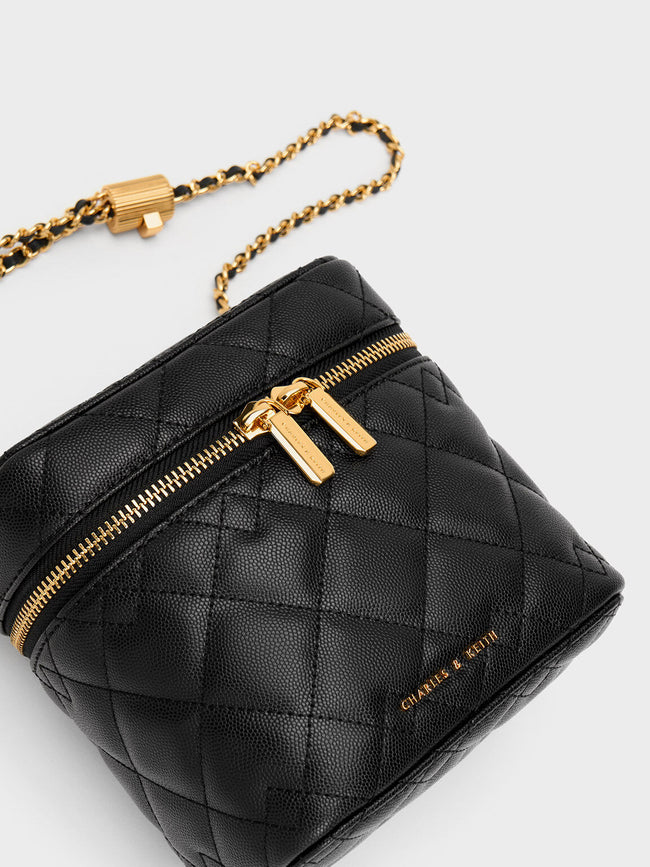 CHARLES & KEITH Nezu Quilted Boxy Bag Black