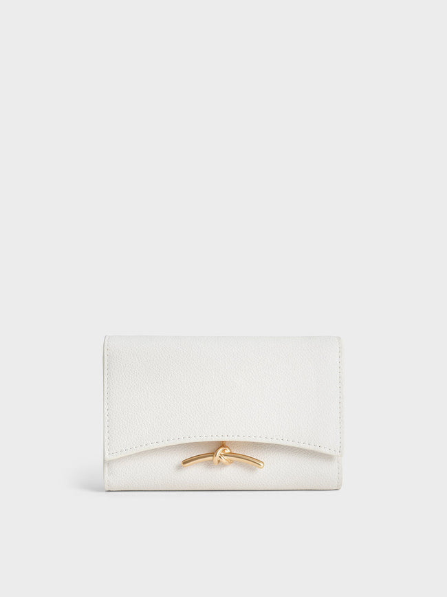CHARLES & KEITH Huxley Metallic Accent Front Flap Wallet White