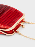 CHARLES & KEITH Disc-Embellished Chain Handle Pouch Red
