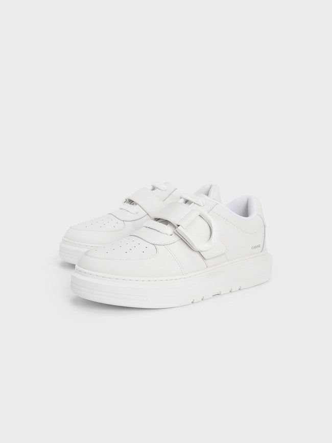 CHARLES & KEITH Gabine Leather Low-Top Sneakers White