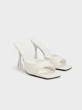 CHARLES & KEITH Clear Flared Heel Mules Cream