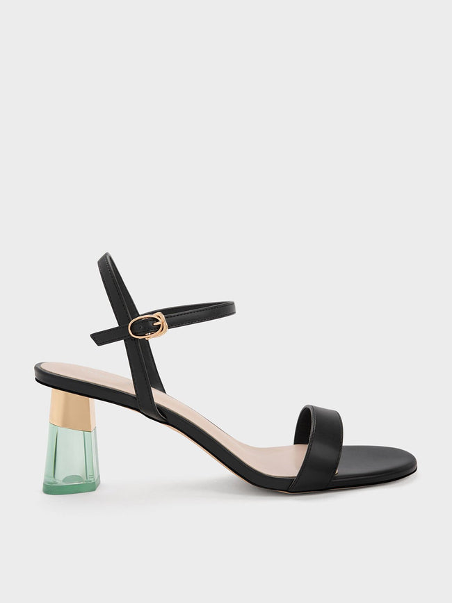 CHARLES & KEITH Clear Trapeze Heel Sandals Black