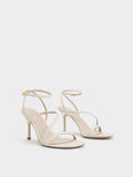 CHARLES & KEITH Asymmetric Strappy Heeled Sandals Chalk