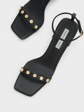 CHARLES & KEITH Studded Ankle-Strap Heeled Sandals Black