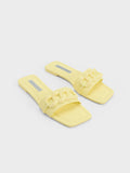 CHARLES & KEITH Chunky Chain-Link Slide Sandals Yellow