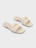 CHARLES & KEITH Knotted Accent Slide Sandals Chalk