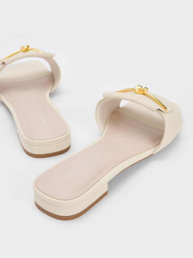 CHARLES & KEITH Knotted Accent Slide Sandals Chalk