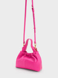 CHARLES & KEITH Ally Ruched Slouchy Bag Fuchsia