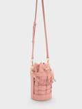 CHARLES & KEITH Heart Motif Caged Bucket Bag Pink