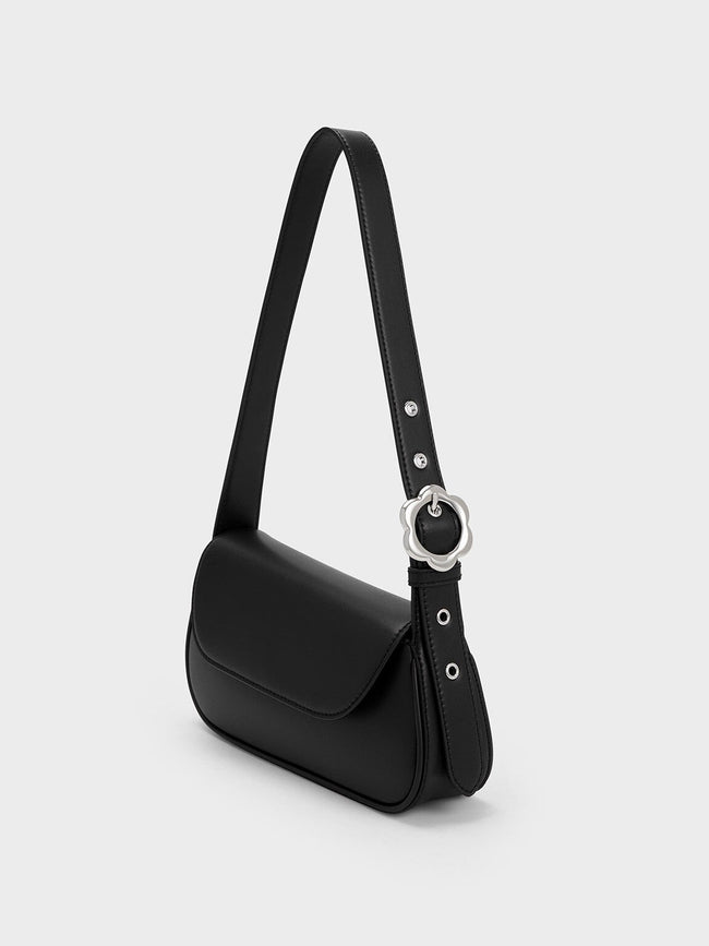 CHARLES & KEITH Petra Asymmetrical Front Flap Bag Black – Khit Zay