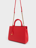 CHARLES & KEITH Classic Structured Handbag Red