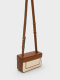 CHARLES & KEITH Astra Canvas Contrast Trim Boxy Bag Chocolate