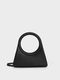 CHARLES & KEITH Camelia Circle Handle Geometric Bag Black