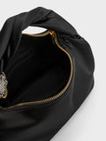 CHARLES & KEITH Embellished Satin Shoulder Bag Black