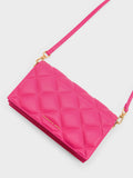 CHARLES & KEITH Alcott Scarf Handle Quilted Clutch Fuchsia