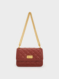CHARLES & KEITH Micaela Quilted Chain Bag Brick