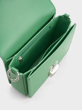 CHARLES & KEITH Kalinda Metallic Accent Boxy Bag Green