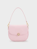CHARLES & KEITH Quilted Ball Curved Crossbody Bag Pink