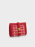 CHARLES & KEITH Trudy Metallic Accent Tweed Wallet Red