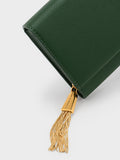 CHARLES & KEITH Tassel Detail Long Wallet Dark Green