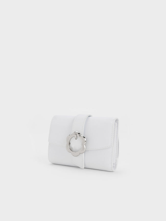 CHARLES & KEITH Petra Flower Buckle Wallet White