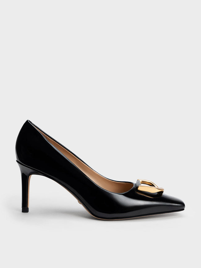 CHARLES & KEITH Gabine Patent Leather Tapered Pumps Black