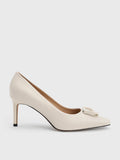 CHARLES & KEITH Gabine Leather Tapered Pumps Chalk