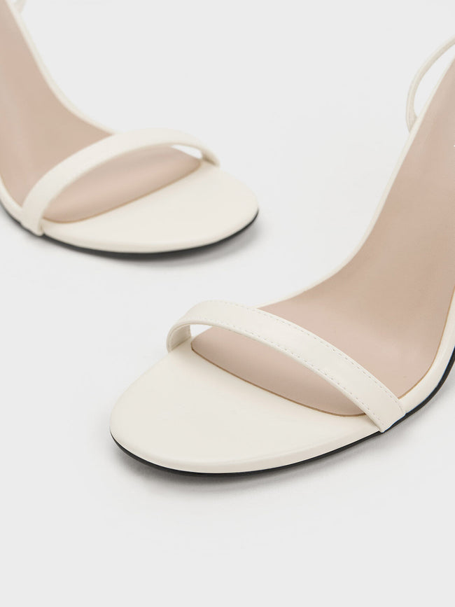 CHARLES & KEITH Cylindrical Metallic Heel Sandals White