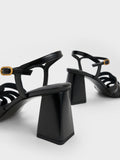 CHARLES & KEITH Interwoven Block Heel Sandals Black Box