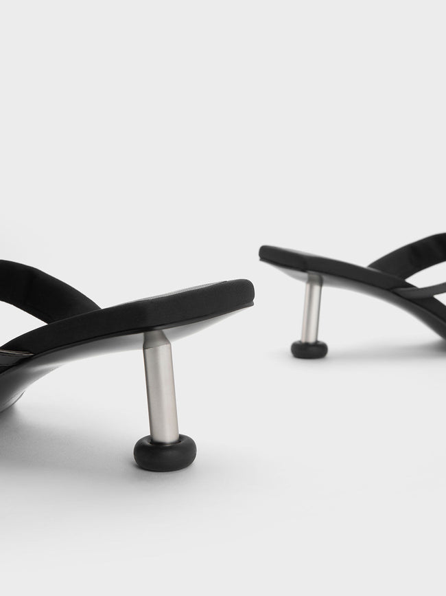 CHARLES & KEITH Crossover Sculptural Heel Sandals Black