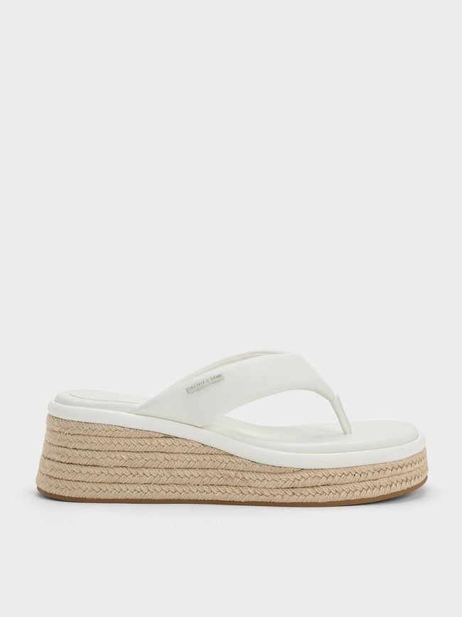CHARLES & KEITH Espadrille Thong Sandals Chalk