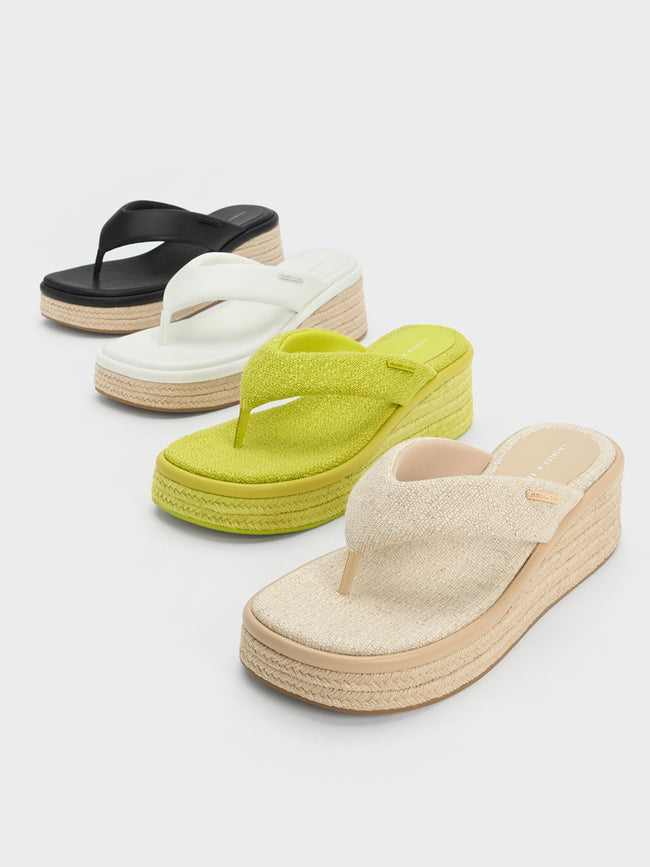 CHARLES & KEITH Espadrille Thong Sandals Chalk