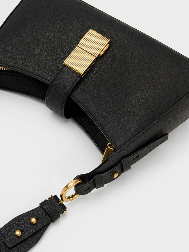 CHARLES & KEITH Chain Handle Shoulder Bag Black