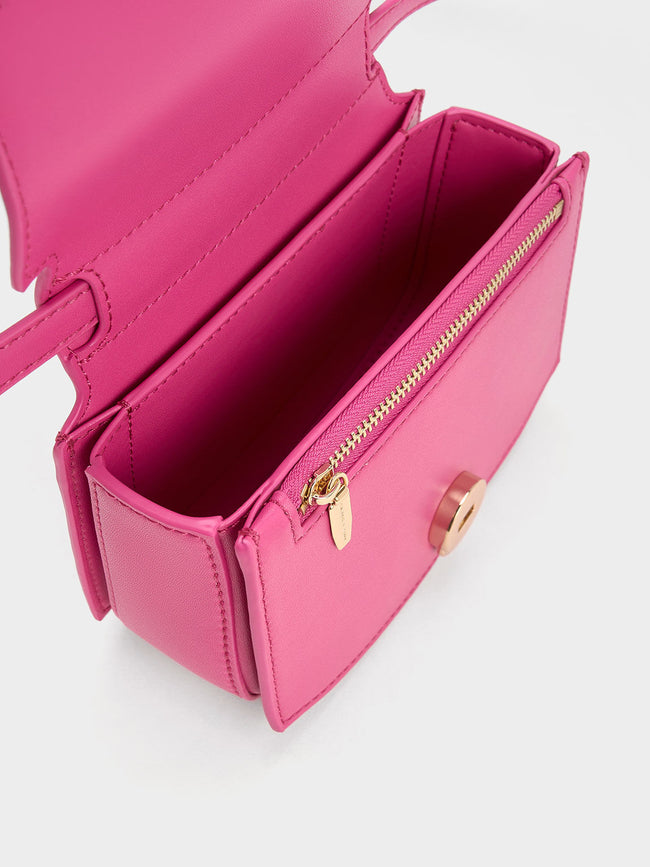 CHARLES & KEITH Clover Curved Shoulder Bag Fuchsia