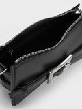 CHARLES & KEITH Chunky Chain Handle Belted Bag Black