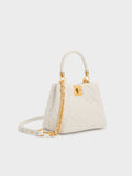 CHARLES & KEITH Tillie Quilted Top Handle Bag Cream
