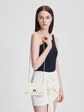 CHARLES & KEITH Metallic Turn-Lock Quilted Clutch White