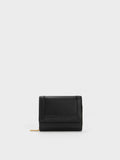 CHARLES & KEITH Stitch-Trim Front Flap Wallet Black