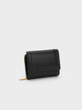 CHARLES & KEITH Stitch-Trim Front Flap Wallet Black