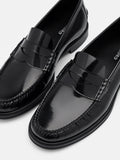 PEDRO Leather Penny Loafers - Black
