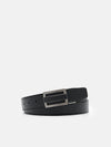 PEDRO Black Embossed Leather Reversible Tang Belt