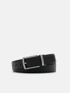 PEDRO Black Embossed Leather Reversible Pin Belt