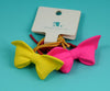 1NOM Matte Bowknot Double Row Hair Tie - 2 Pcs - Yellow & Pink