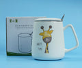 1NOM Cartoon Animal Big Belly Ceramic Mug with Spoon & Lid