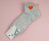 1NOM Heart Embroidery Women's Socks - 2 Pairs - Light Grey