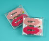 1NOM 5.5cm Scalloped Edge Water Drop Hair Clip - 4 Pcs - Rose Red & Pink