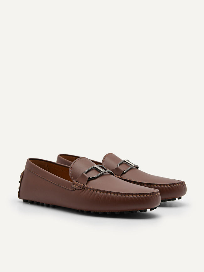 PEDRO Men Leather Buckle Moccasins